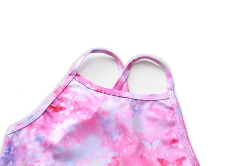 Image of iLover Girls Sparkle One Piece Swimsuits Crossback Swimwear Beach Bathing Suit with Adjustable Strap 4-10 Years