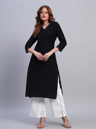Image of SHOPPING QUEEN Women's Cotton Embroidered Chikankari Palazzo