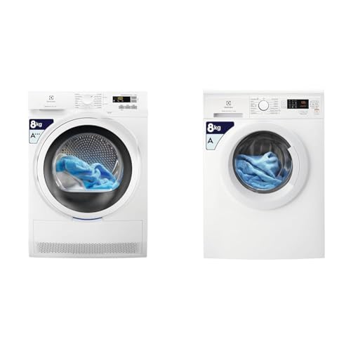Electrolux PerfectCare 700 Asciugatrice 8 Kg, EW7H583W, Classe A+++ & PerfectCare 500 Lavatrice Carica Frontale 8 kg, EW2F5W82, Tecnologia TimeCare