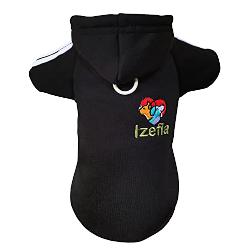 Izefia Dog hoodie Dog Hoodies Clothes Apparel Fleece Dog Sweater Winter Sweatshirt Warm Cotton Loop Basic Dog Hoodie for Small Dog Puppy Cat Black M