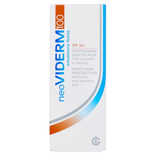 neoVIDERM Emulsione Fluida SPF 50+ – Protezione Solare Molto Alta UVA/UVB – Per Pelli Sensibili e Reattive – Resistente all’Acqua – Senza Alcool – Clinicamente Testata