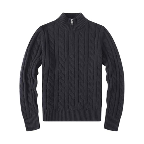 Men's Cotton Quarter Zip Sweater Men's Pullover Knit Long Sleeve Sweater4