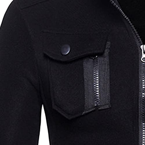 JEShifangjiusu Men's Military Jacket Casual Cargo Jackets Lightweight Outwear Cotton Stand Collar Zipper Multi-Pocket4