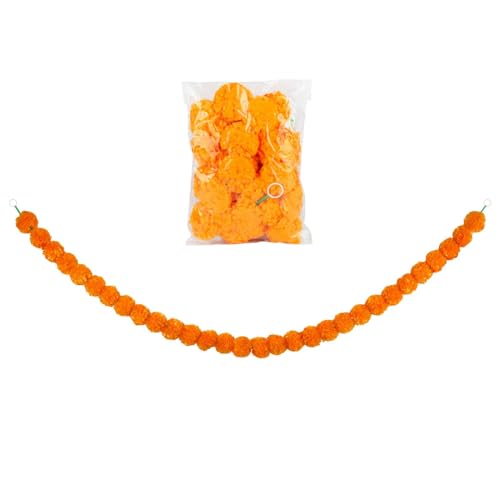 Artificial Marigold Garland, Diwali Decoration Garland, Long Marigold Strands, Flower Garland, Decorative Marigold Flowers, 5 Feet Flower Garland, Traditional Garland Decorations, Wedding Marigo