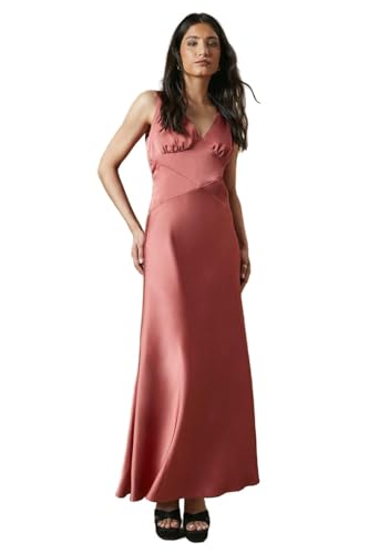Oasis Occasion Velvet Tie Satin Maxi Dress, 14, Terracotta
