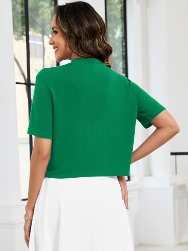 Image of Heymoments Women's Thin Shrugs Short Sleeve Lightweight Cropped Tops Open Front Knitted Cardigan for Dress Summer Bolero