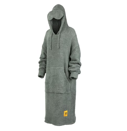 Big Blanket Co Premier Plush Hoodie Moss | Ultra-Soft Wearable Blanket | Plush Sherpa-Lined Hoodie Blanket | One Size Fits All