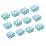 HEALEEP Caja de Almacenamiento de Joyas con Lazo Azul Claro 4X4 CM Set de 12 Piezas Compactas para Guardar Anillos y Pendientes Estuche Decorativo Adecuado para Regalos y Uso Diario