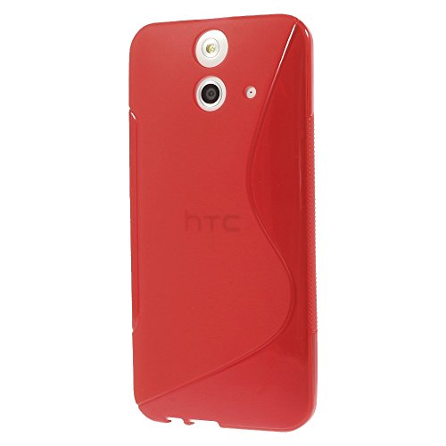 JUJEO S Shape TPU Cell Phone Case for HTC One E8 Ace - Non-Retail Packaging - Red