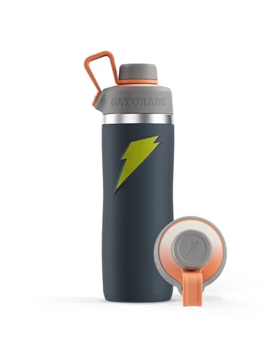 Image of Gatorade 'Overtime' 32oz Stainless Steel Water Bottle, Twist Cap, Grey /Neon Yellow