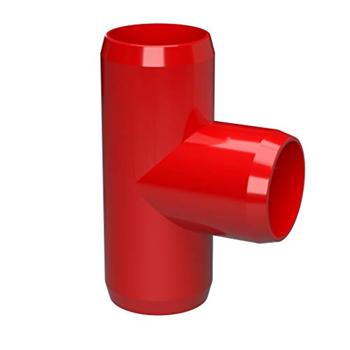 FORMUFIT 3/4" Standard PVC Tee Furniture Grade Fitting in Red, 1.05" Actual ID, (Pack of 8), Made in USA, UV-Resistant, Impact-Proof, Build Furniture, Shelves, Tents and More - F034TEE-RD-8