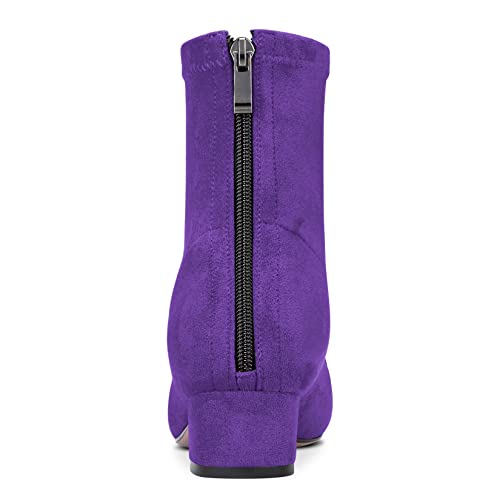 Castamere Women Chunky Block Low Heel Close Pointed Toe Ankle Boots Short Bootie Slip-on Zipper 1.4 Inches Heels Classic Cute Shoes3