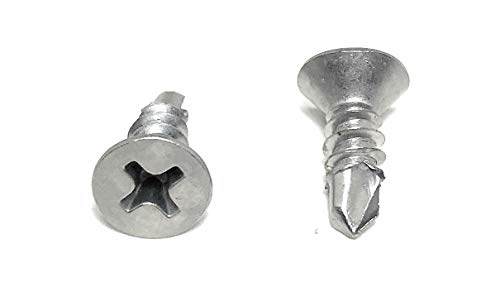 #8x1/2 Stainless Steel Phillips Flat Head Self Drilling Tapping TEK Screw (410 Stainless Steel) 100 Pieces 8X1/2