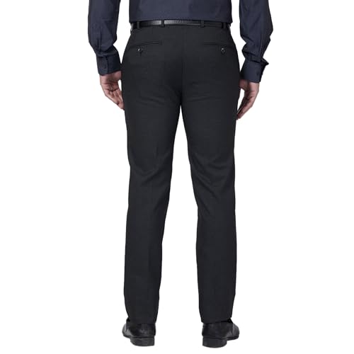 Image of Raymond Men Slim Fit Checks Pattern Poly Viscose Blend Pleatless Formal Trouser