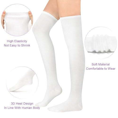 Image of Zando Womens Thigh High Socks Over The Knee Tube Leg Warmers Stocking Cotton Cosplay Long Solid Leggings Sock