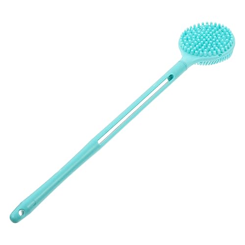 TOVINANNA Portable Long Handle Silicone Skin Massager Brush for Body Cleansing Double Sided Rubbing Tool for Back Legs and Feet Ergonomic Design for Relaxing Bath Experience