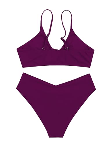 Image of Meetall Women's High Cut String Triangle Bikini Set Swimsuits Sexy Bathing Suits 2 Piece