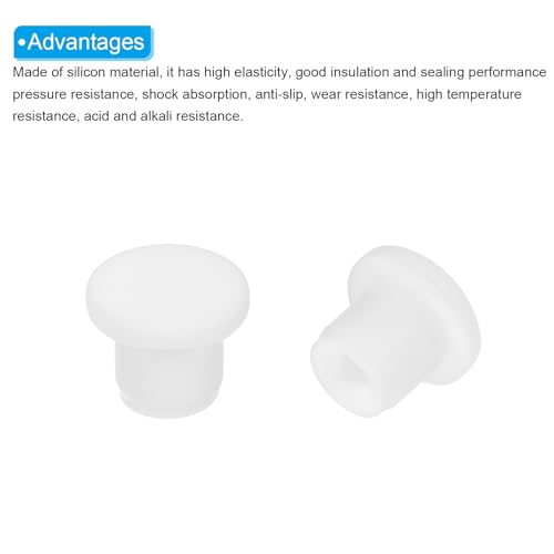 Image of MECCANIXITY 4pcs T-Shaped Silicone Plugs 8.3mm 5 /16 Inch Dia Snap in Plug Hole Seal Cover Round Rubber Stopper for Kitchen Rubber Bulkheads Waterproof Sealing Plugs White