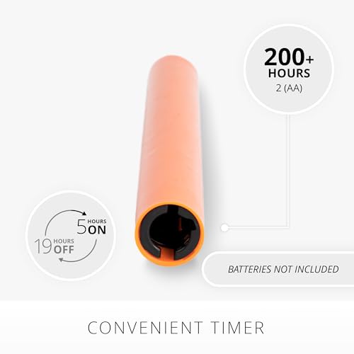 Image of Luminara Taper, 1 inch x 9.5 inch AA Battery Wax Flameless Candle w /Timer, Remote Available Russet Orange Flickering White LED Light Flame, Home Decor for Halloween Fall Indoor Candlestick Decoration