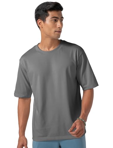 Image of DAMENSCH Statement Solid Oversized T Shirt for Men, Heavyweight, Anti-Pilling, Stylish, Relaxed Fit T Shirt for Men Cotton