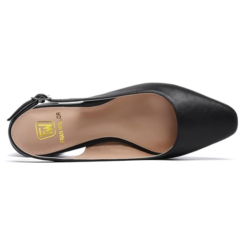 Image of Women's Low Chunky Slingback Heels Square Toe Block Dress Shoes Closed Toe Comfortable Wedding Office Work Pumps