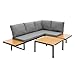 ML-Design Gartenmöbel Set 3 tlg, Terrassenmöbel mit Couchtisch & Kissen, Balkonmöbel Grau-Holzoptik, Ecksofa wetterfest, Sitzgruppe frei kombinierbar, Lounge Möbel Outdoor für Garten Terrasse & Balkon