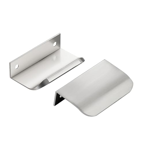 Image of Brushed Nickel Cabinet Handles Finger Edge Pulls 3 Inch CC 10 Pack