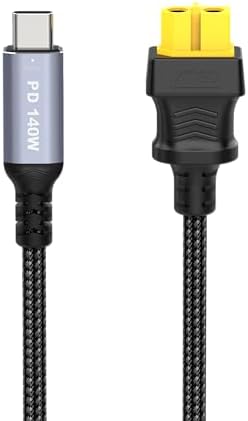Zibee 1.6FT USBC PD to XT60 Charging Cable,Type C Male to XT60 Female Fast Charging up to 28V 5A 140W Nylon Braided Cable for for Portable Drone, Model, Energy Storage Power, RC Lipo Battery
