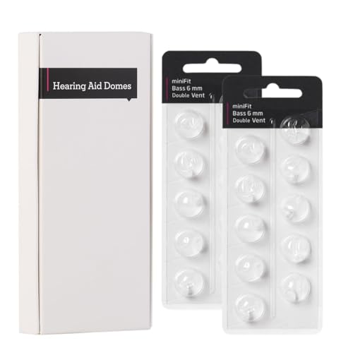 20Pcs Hearing Aid Domes for Oticon Minifit Bass 6MM Double Vent Domes for Oticon Replacements Universal Hearing Aid Supplies & Accessories for Oticon Prowax Minifit & Resound Aid (2-Pack)
