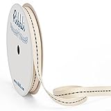 Ribbli Cotton Twill Ribbon,3/8 Inch x 10 Yard Spool,Natural/Black,100% Cotton Stitched Ribbon,Use for Gift Wrapping,Home Decor,Floral Decoration