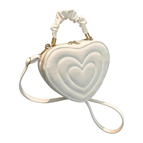Cadeau d'anniversaire : sac bandoulière cœur blanc en PU