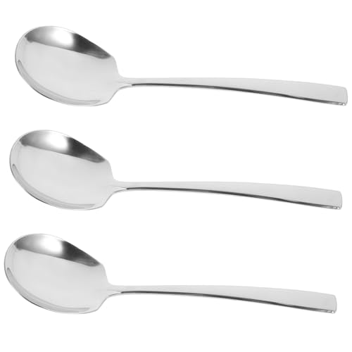 OFFSCH Commercial Grade Buffet Serving Spoons Set of 3 Stainless Steel Smooth Edges Perfect for Catering