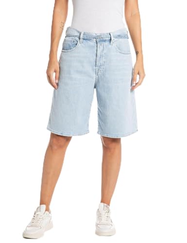 Shorts en jean Replay femme bermuda en denim bleu stretch taille normale