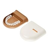 Zahnspangendose Magnetisch, Retainer Case für Zahnspangen & Aufbissschienen, Tragbare Zahnschiene Box Kompatibel, BPA-Frei Prothesendose Aufbewahrungsbox für Unterwegs (10,1 x 9,2 cm) (Beige)