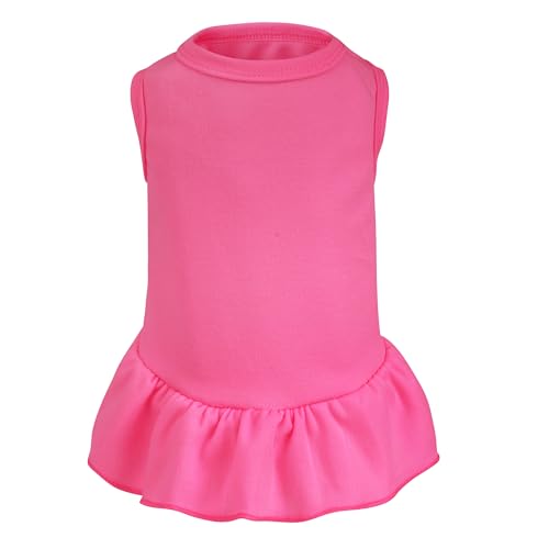 Dog Dresses Cat Skirt Solid Color Dog Clothes Summer Sleeveless Puppy Girl Clothes for Small Pet Dogs Cats (Rose Pink, Large)