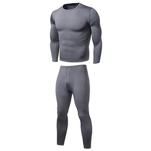 2PCS Mens Winter Warm Ultra-Soft Base Layer Fleece Lined Thermal Top & Bottom Underwear Set
