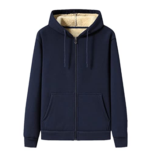 Sweat-shirt d'hiver à capuche bleu marine L avec fermeture éclair pour homme