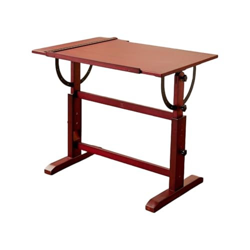 Joxoilso高さ調節可能な大型製図テーブル 傾斜トップ付き アーティスト用デスク 画板・スタジオクラフト・ライティング作業対応 ウォールナット色 スツール付き (テーブル,ウォールナット色)