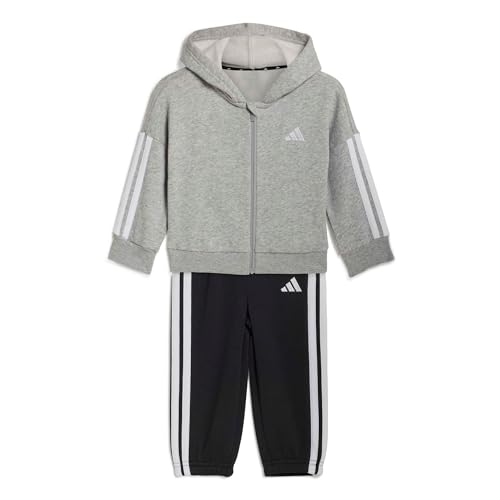 adidas Unisex bebé Essentials Jogger Track Suit, medium grey heather/white, 0-3 Months
