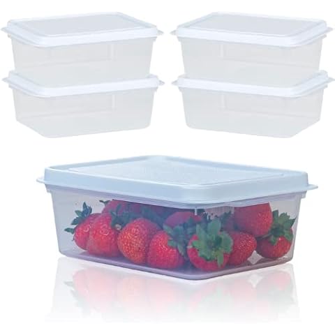 Checkmart [5 Pack Snap-On Airtight containers with Lids 1000ml (1 Litre) Food Storage Containers, Meal Prep containers with lids 5 Pack - Leak Proof Microwave Freezer Dishwasher Safe Reusable Cover