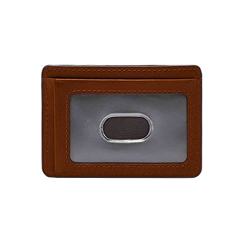 Image of Fossil Men's Everett Leather Slim Minimalist Card Case Front Pocket Wallet, Brown, (Model: ML4398210)
