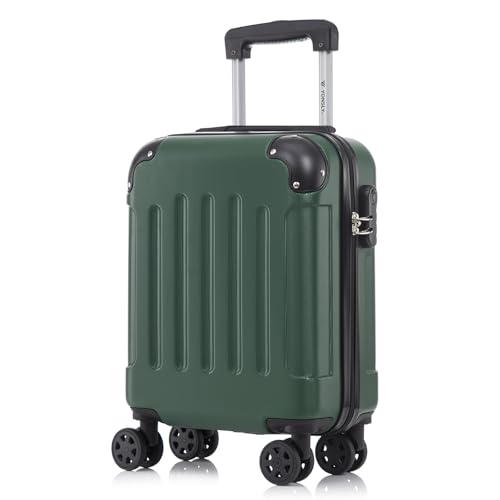 yonsly Koffer Suitcase S Dunkelgrün, Trolley Reisekoffer, Rollkoffer Handgepäck mit 4 Rollen 360°, Hartschalenreisekoffer, Zahlenschloss, Weicher Gummigriff