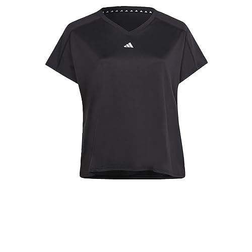 adidas Camiseta feminina Aeroready Train Essentials Minimal Branding com gola V, Preto, GG