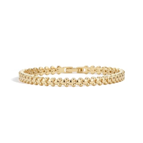 Luisany 14k Gold Tennis Bracelet for Women Dainty Mouse Bracelet Valentines Mothers Christmas New Year 6.5 Inch