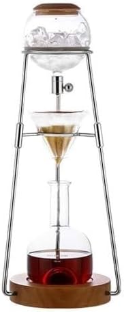 Cold Brew Coffee Maker Tower, Adjustable Dripper, Detachable Glass, Stainless Steel Walnut, Iced Coffee Tea Brewer for Home