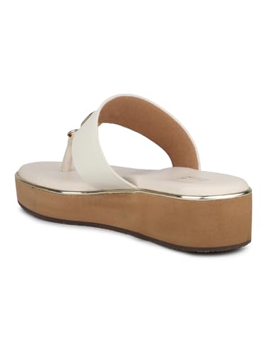 Image of Inc.5 Women Cream and Gold-Toned Open Toe Comfort Sandals with Buckles