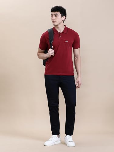 Image of CROCODILE Men Solid Polo T-Shirt | 100% Cotton | Short Sleeve | Slim Fit | Button Placket White