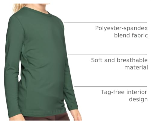 Image of Shirts for Girls Long Sleeve Crew Neck Top, Hoodie or 3 /4 Sleeve Soft Stretch Kids Lightweight Size 2-16