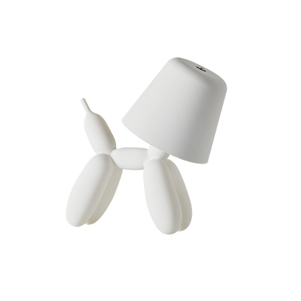 Masenkeli Balloon Dog Decorative Lamp - USB Rechargeable Touch Bedside Lamp with 3 Colour Temperatures is a Decorative lamp for Children's Rooms, bedrooms, cafes, Study Rooms and More (White)