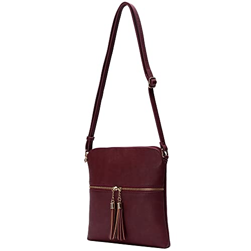 Image of Solene Womens Lightweight Medium Crossbody Purse with Tassel, Perfect Size Crossbody Bags for Daily Use, travel